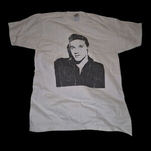 Vintage JERZEES Cotton White Shirt With Elvis Presley Image